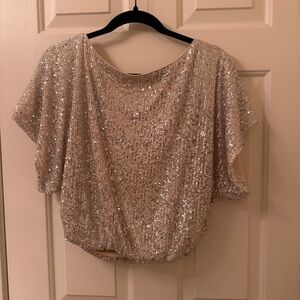 Aakaa Silver Sequin Women's Blouse